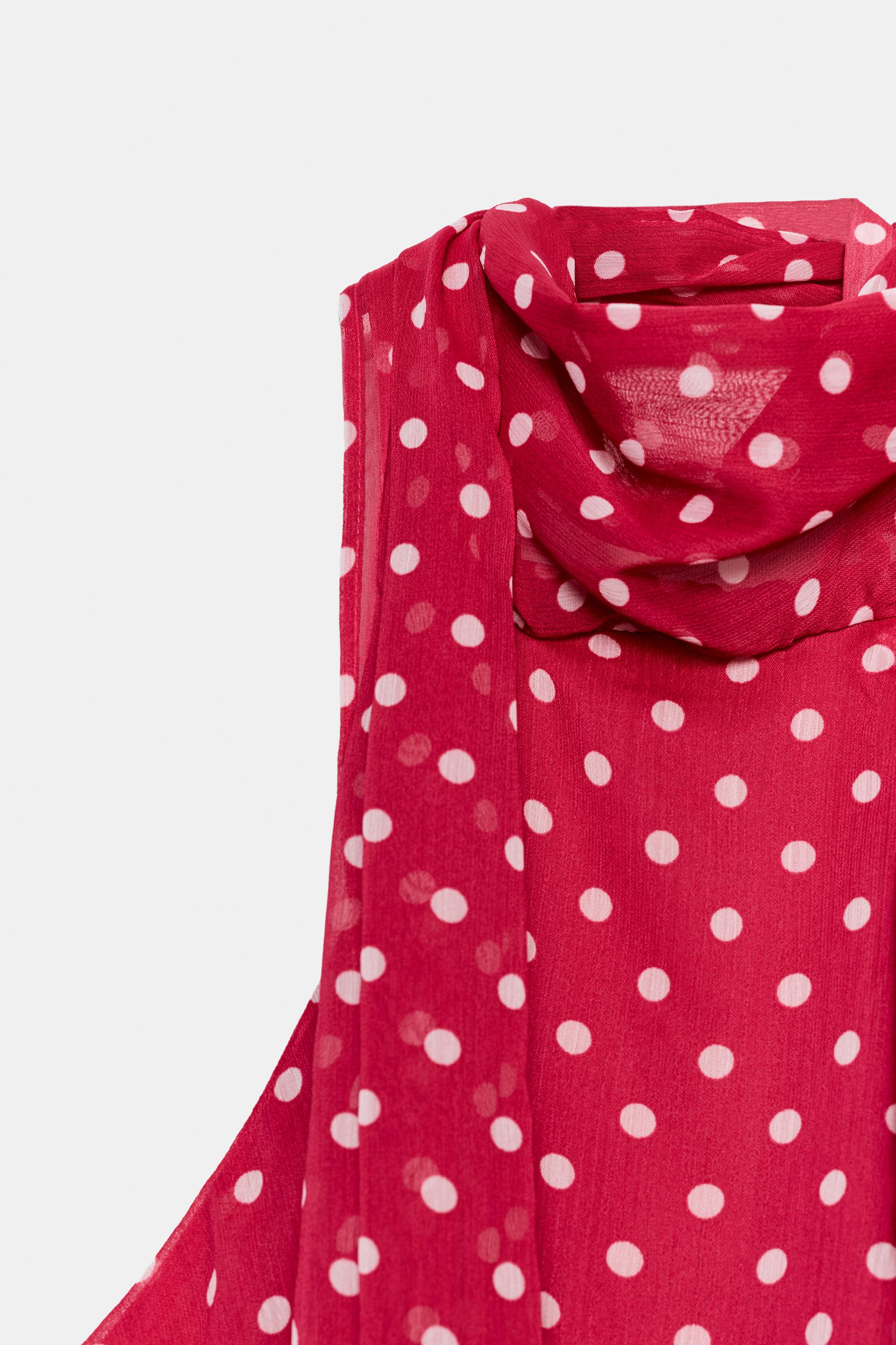 RUFFLED POLKA DOT HALTER TOP